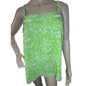 Torrid Bright Green Floral Pattern Chiffon Pintuck Squareneck Cami